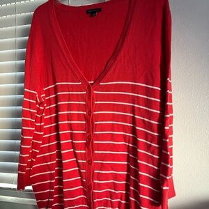 Tommy Hilfiger Red and White Striped Blouse